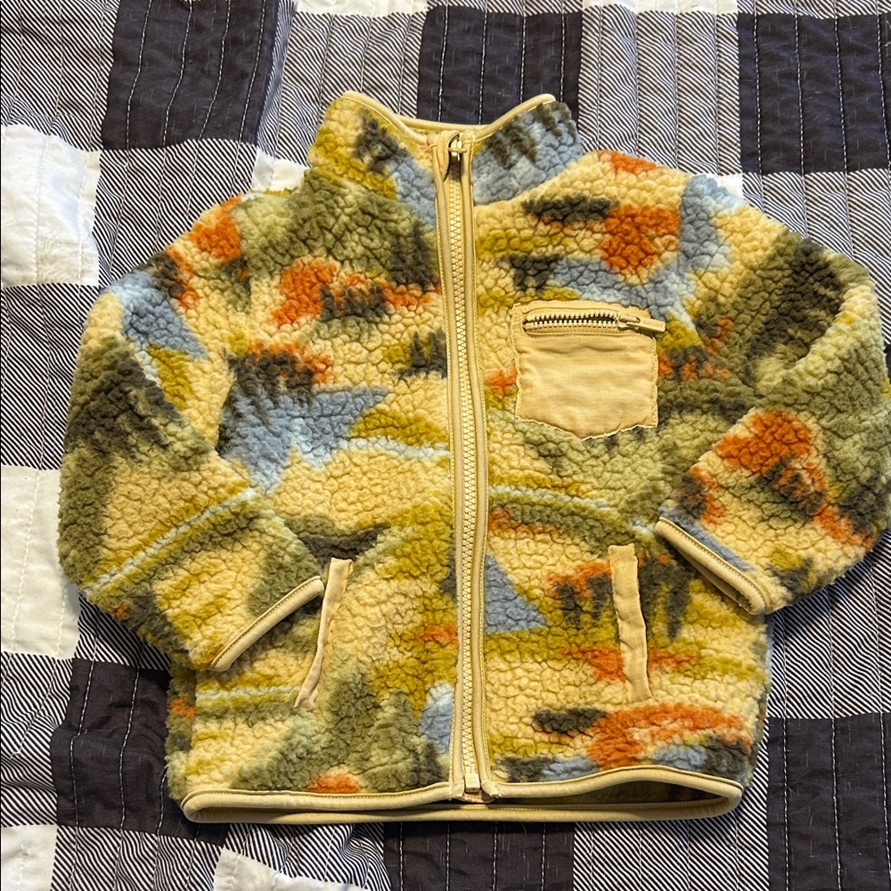 Old Navy Kids Sherpa Jacket - Blue, Orange, Green Pattern